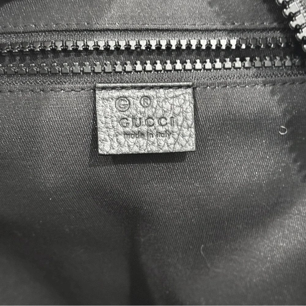 GUCCI Logo Leather Logo Nylon schoolbag Backpack Black - Picture 13 of 14
